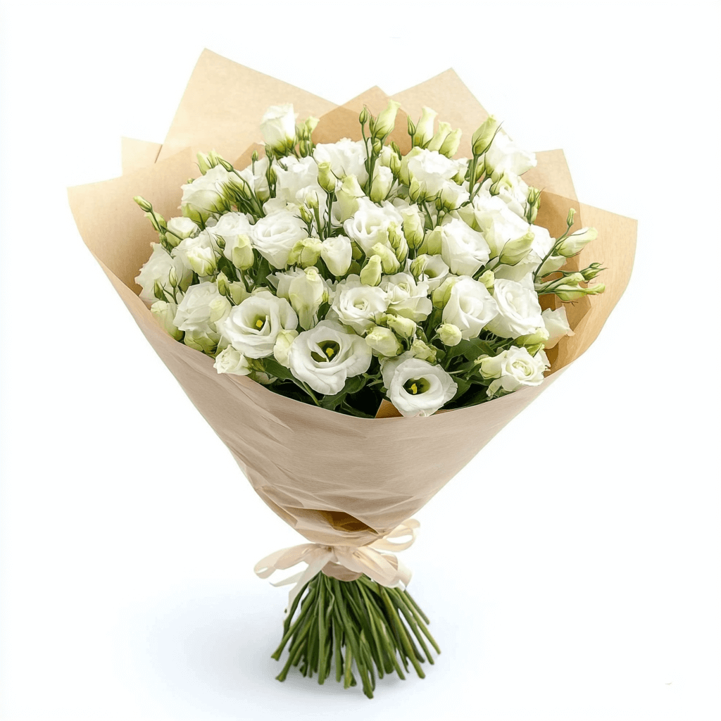 זר פרחים ליזיאנטוס לבן