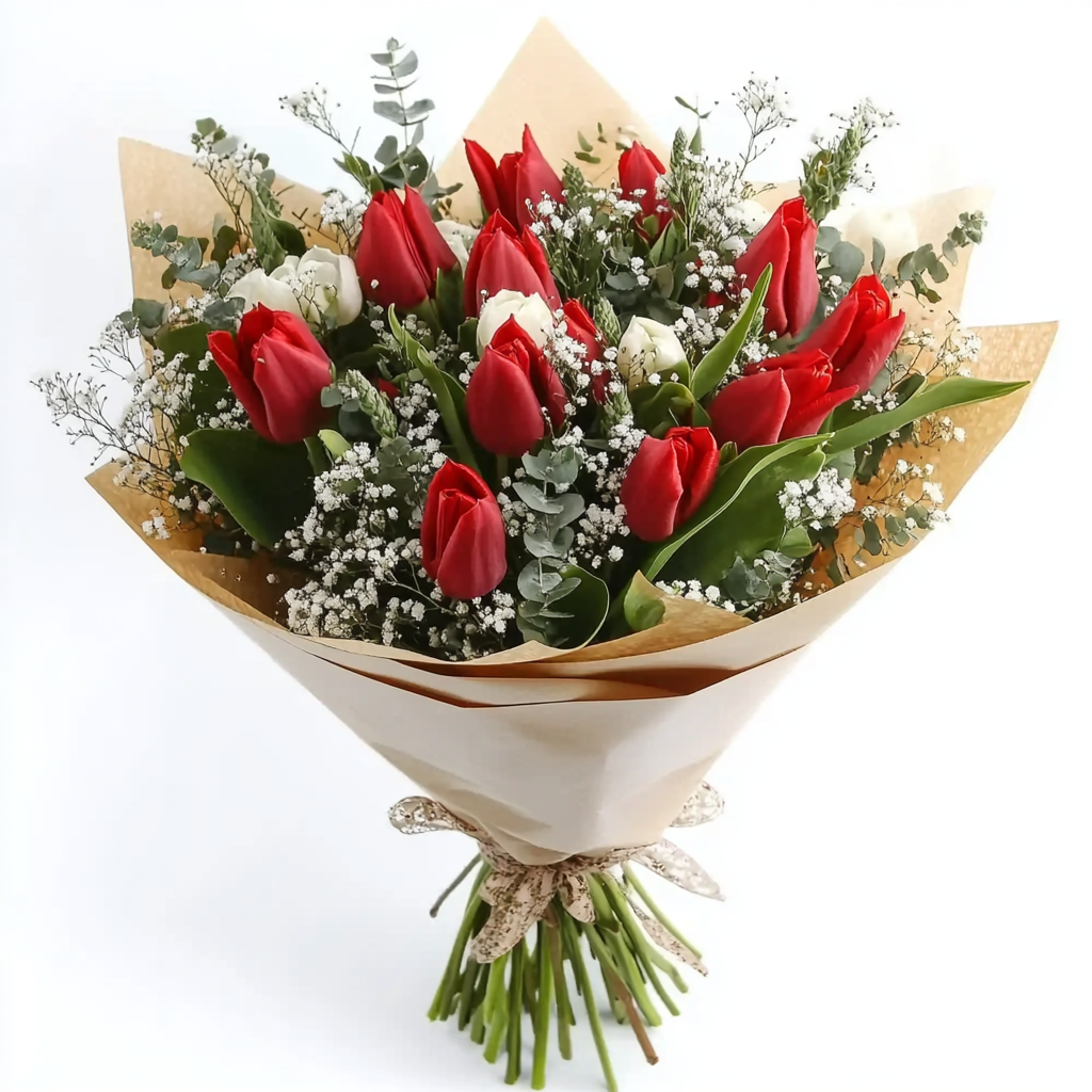 זר טוליפים אדום